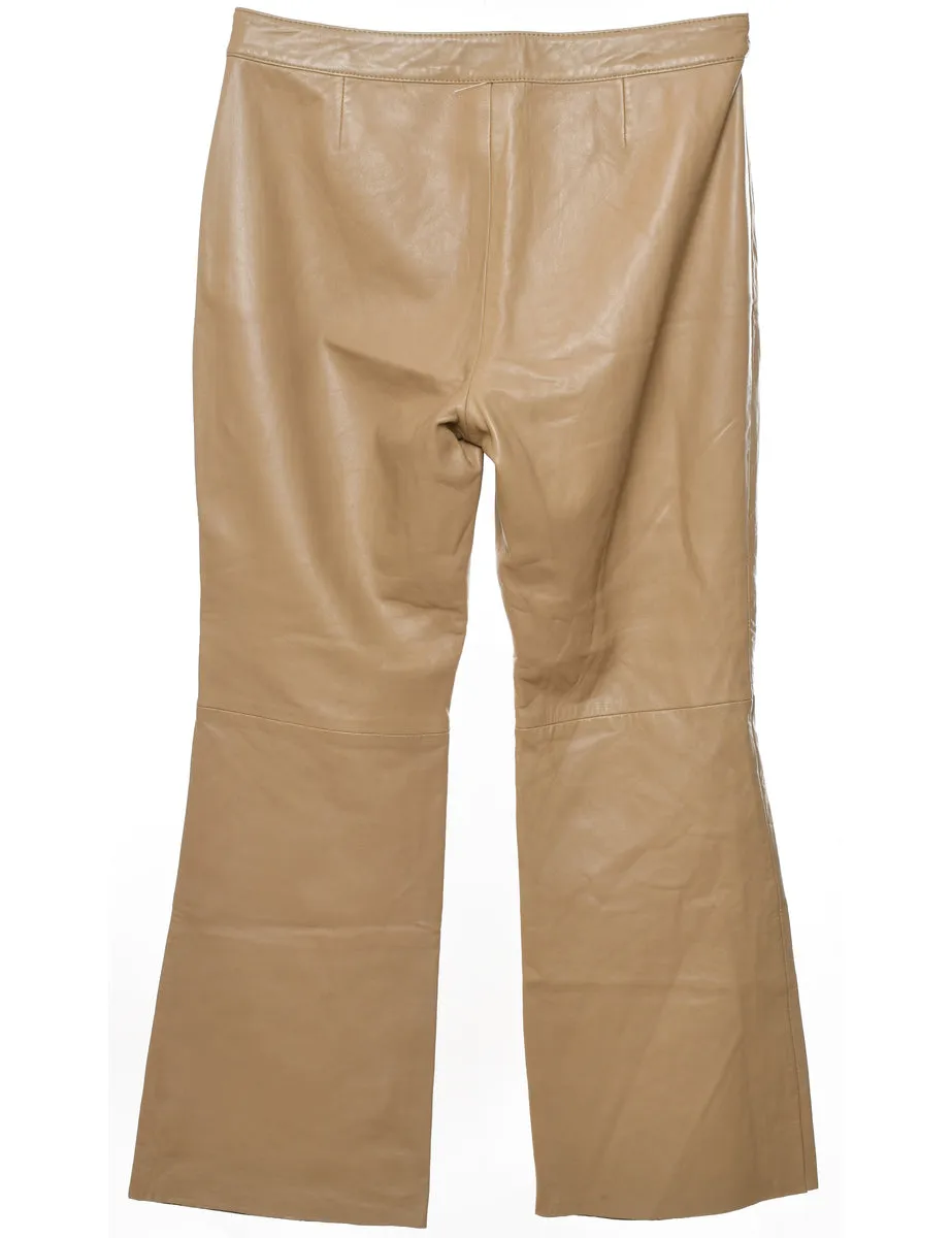 Tommy Hilfiger Light Brown Flared Leather Trousers - W32 L29