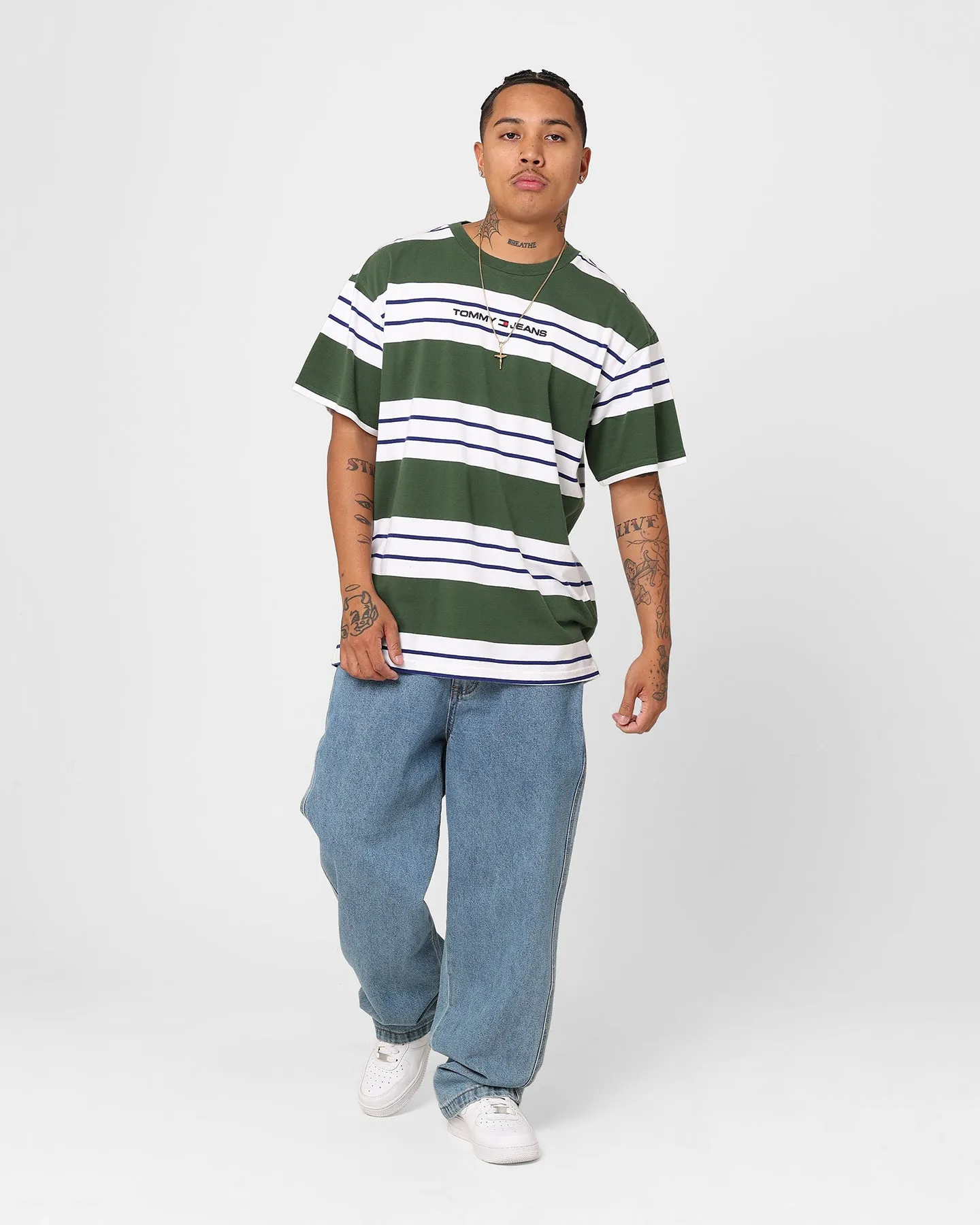 Tommy Jeans Relaxed Bold Stripe T-Shirt Collegiate Green