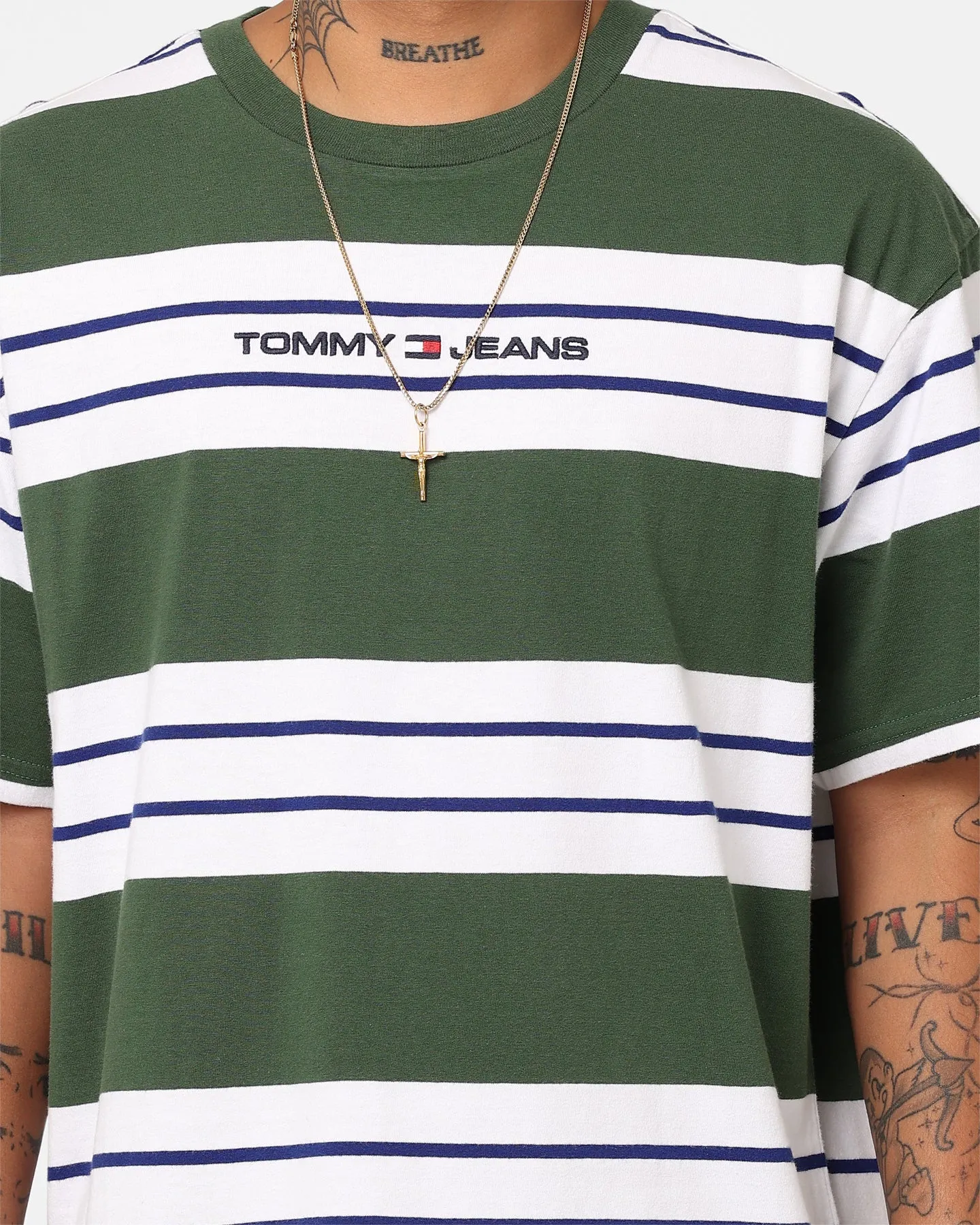 Tommy Jeans Relaxed Bold Stripe T-Shirt Collegiate Green