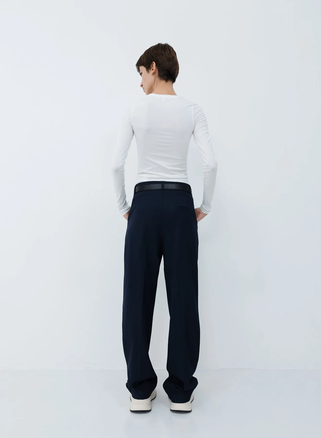 Trousers light wool | navy