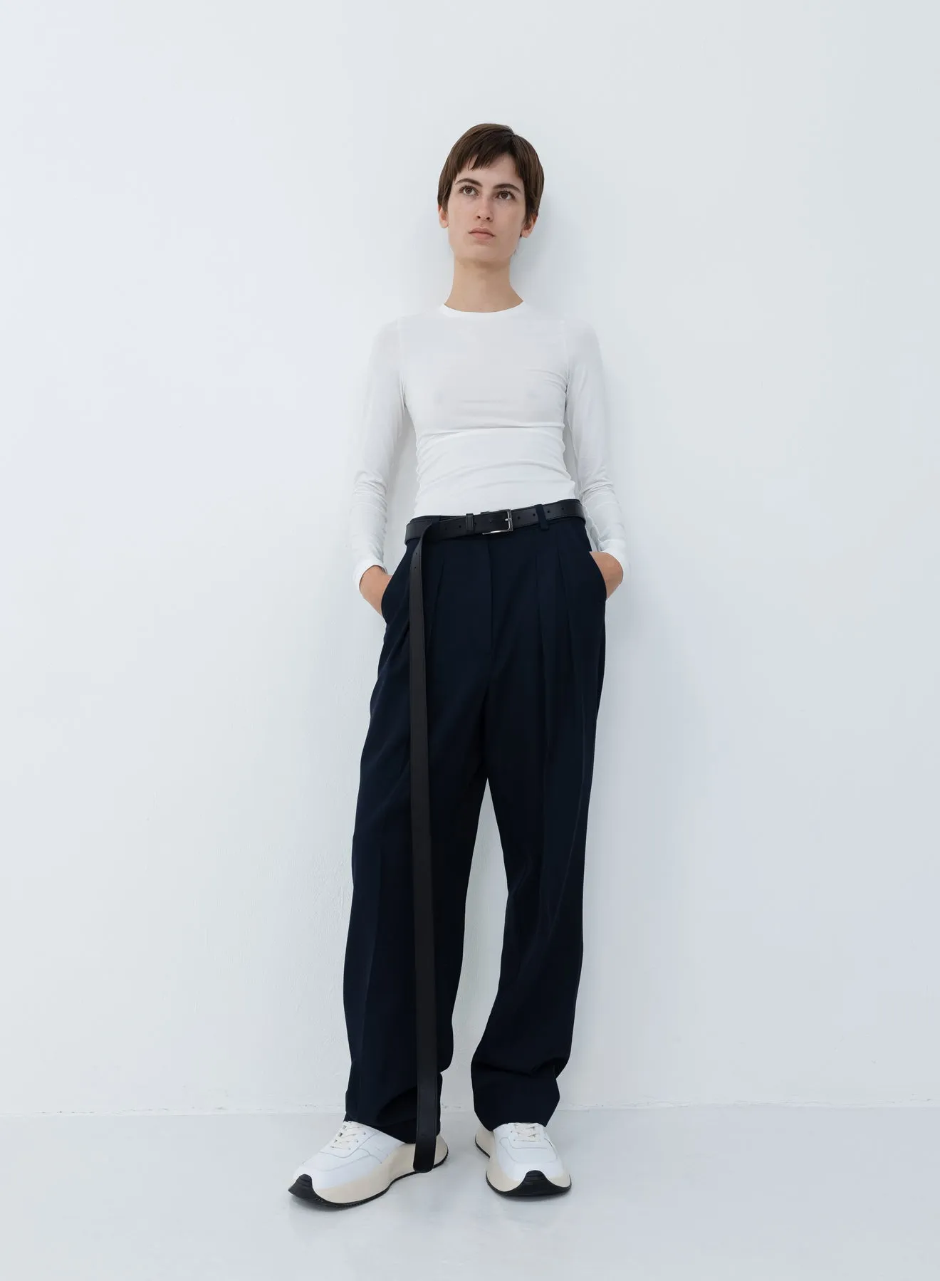 Trousers light wool | navy