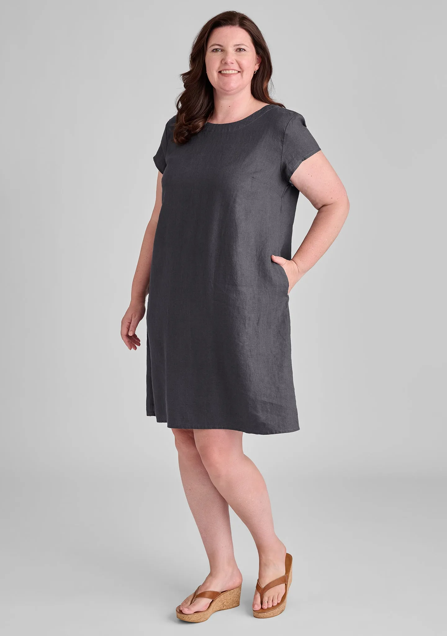 Tuck Back Dress - Linen Shift Dress