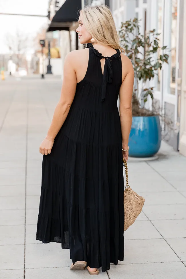 Twirl Me Around Black Halter Gauze Maxi Dress FINAL SALE