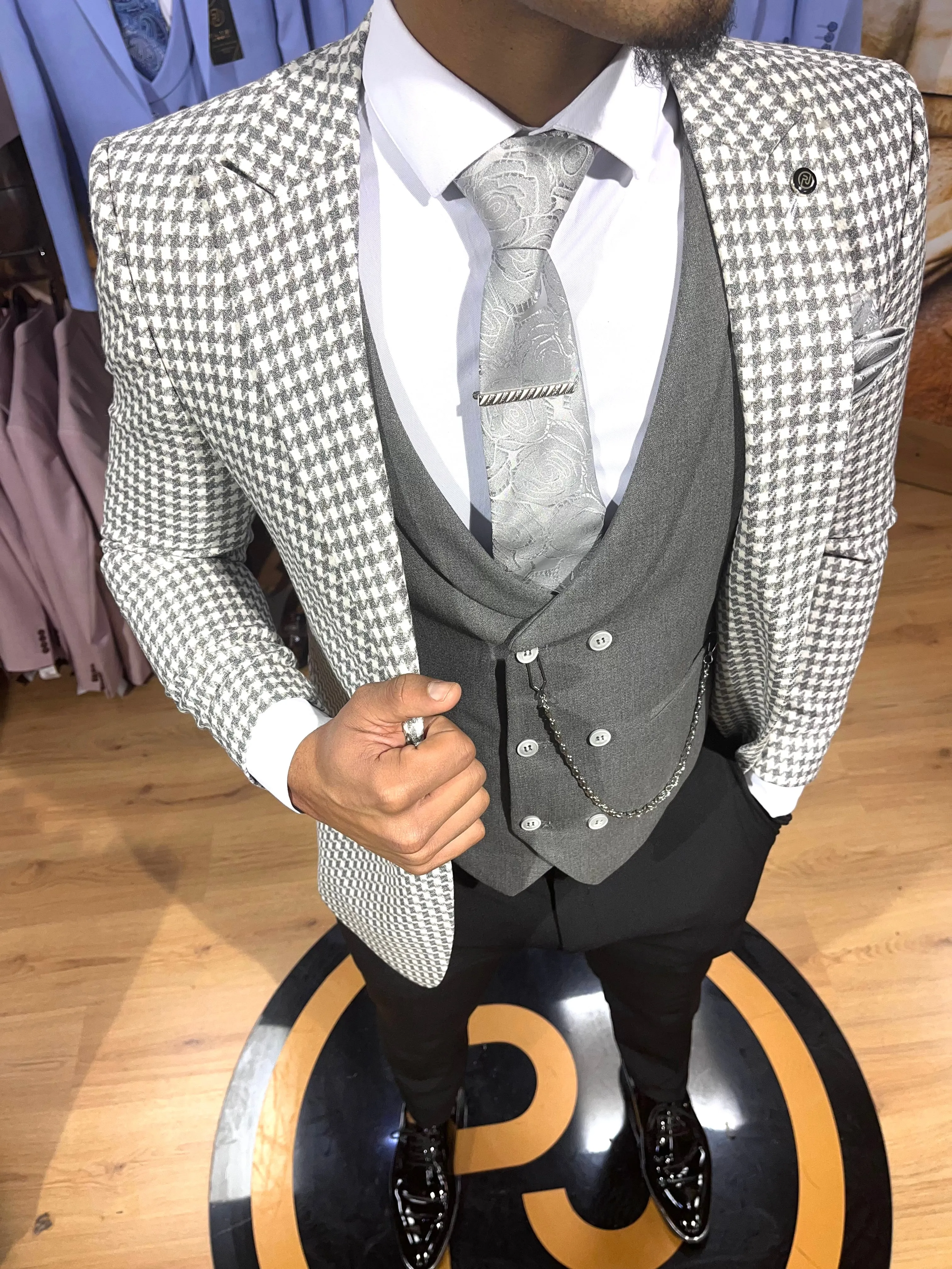 Vegas - Light Grey/White 3 Piece Suit