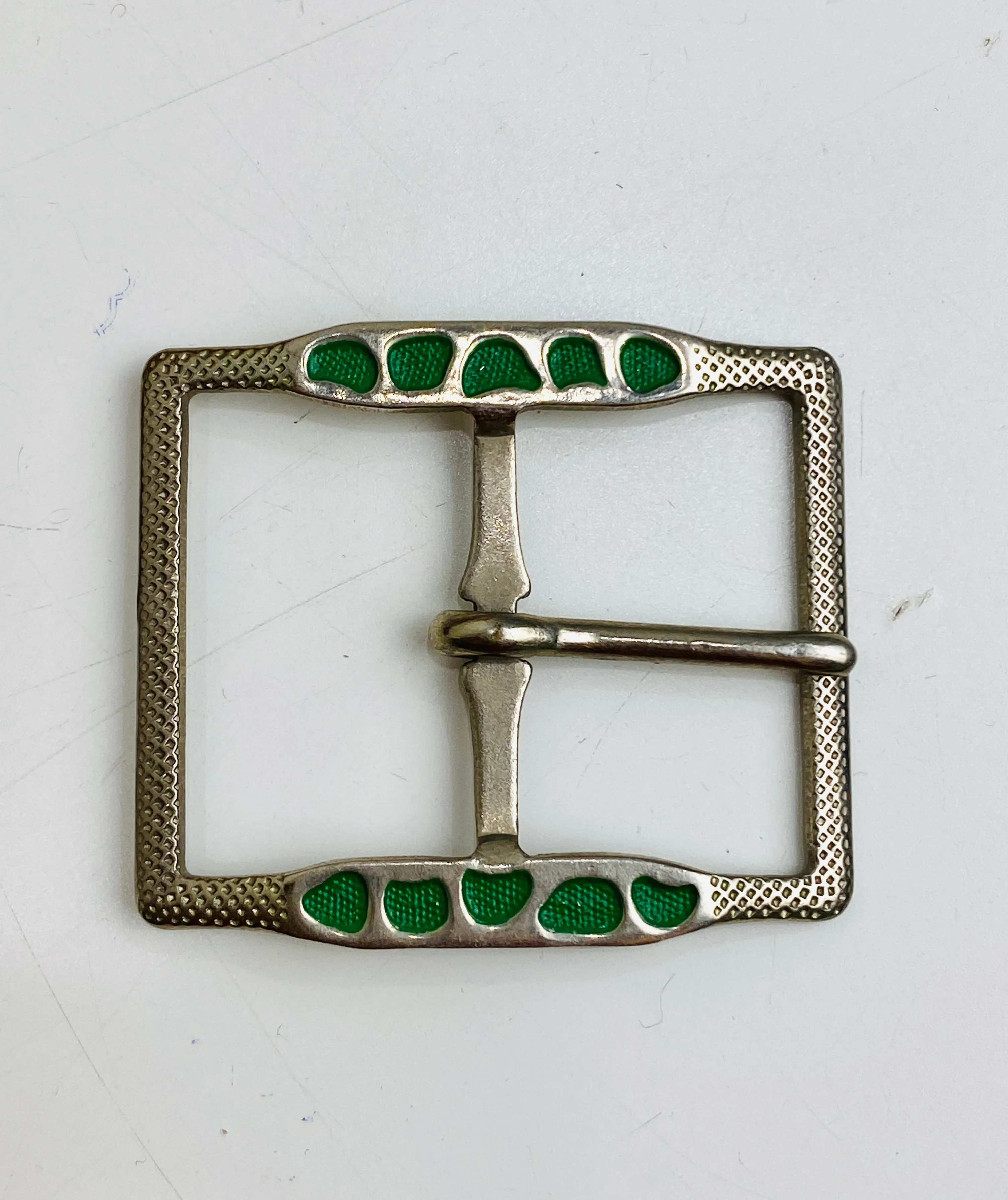 Vintage 1920s/30s Silver & Green Art Deco Belt Buckle