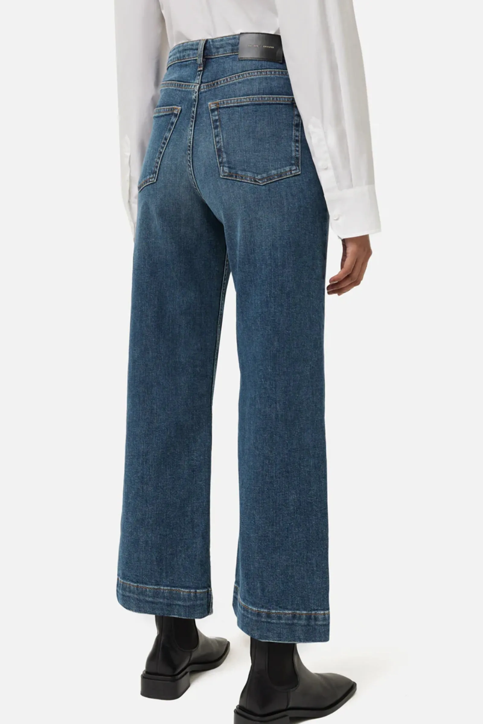 Vintage Mid-blue Tyne Wide Leg Crop Jeans