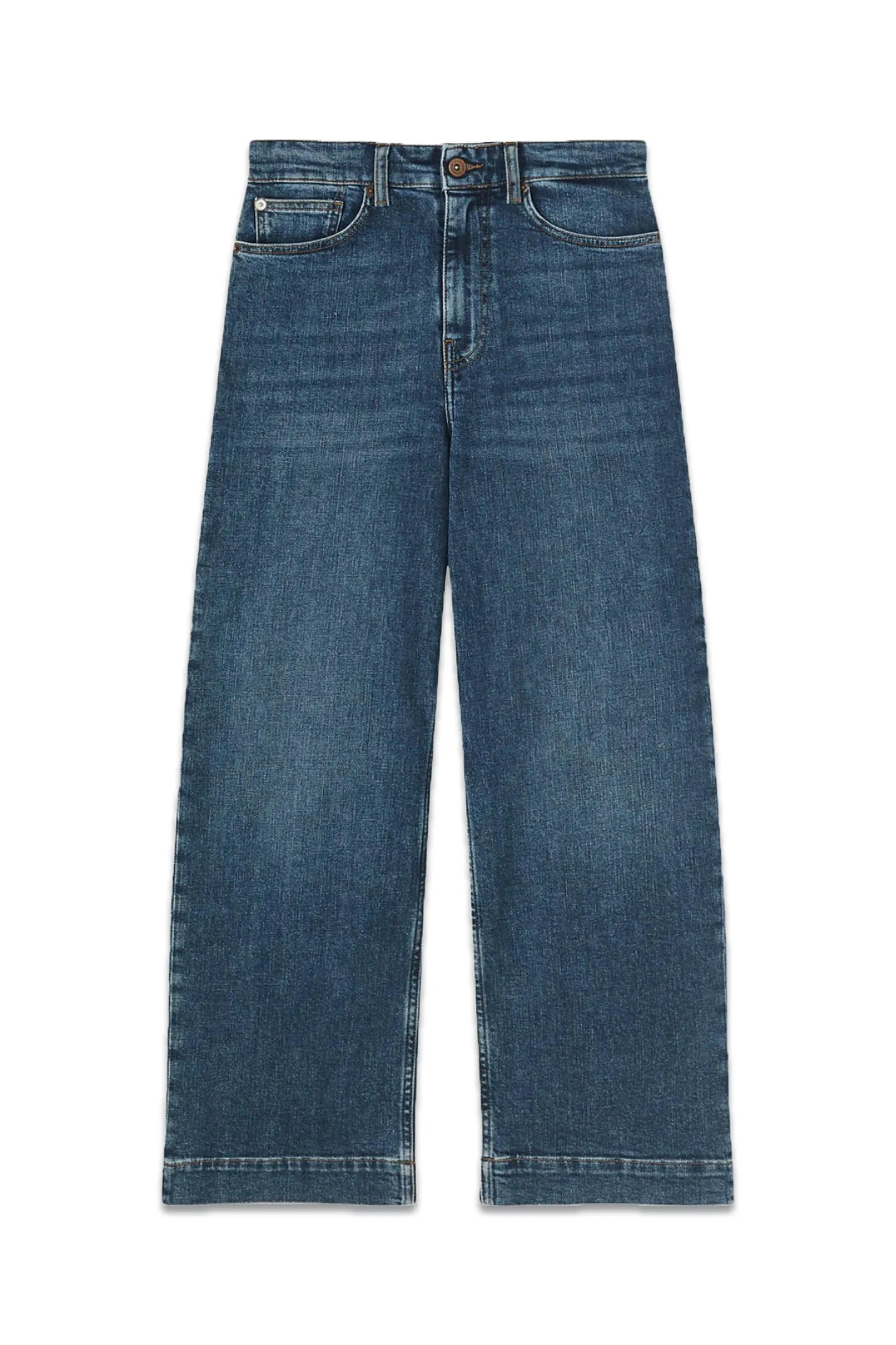 Vintage Mid-blue Tyne Wide Leg Crop Jeans