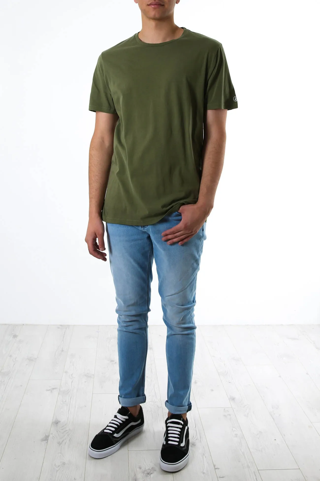 Wash Solid Short Sleeve Tee Army Green Combo