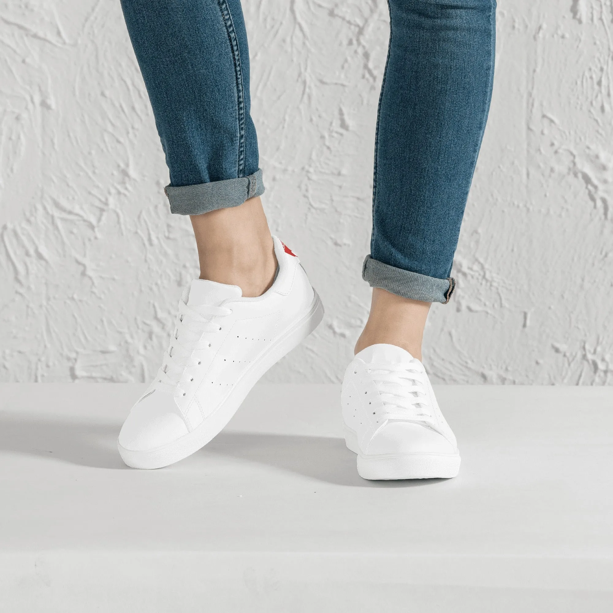 Women's FCS Low Top White Leather Sneakers