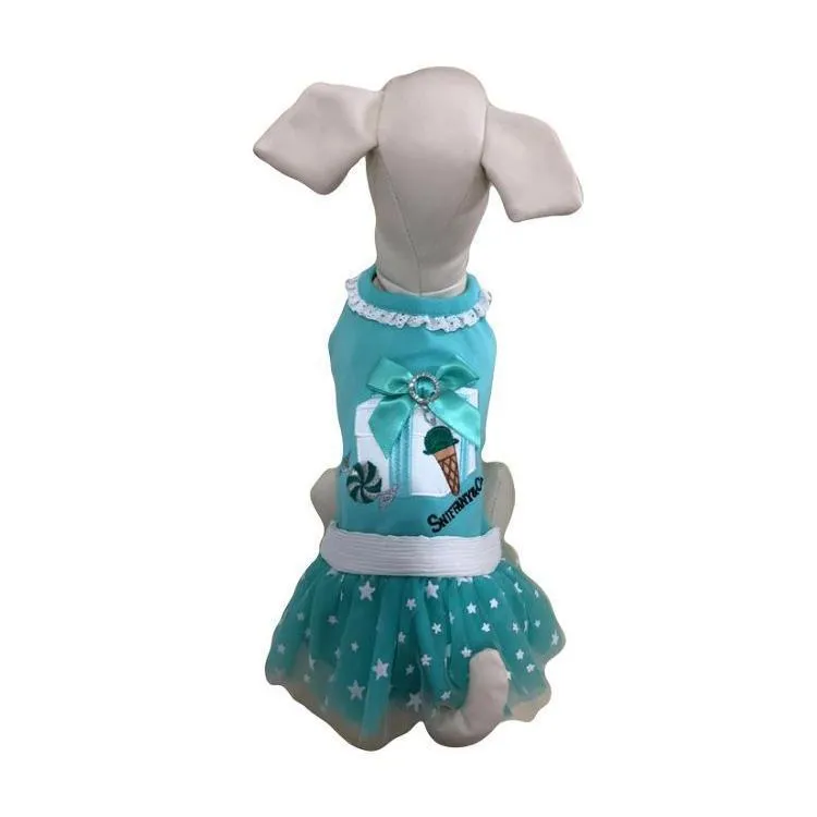 Wooffany Candy Blue Box Dog Dress